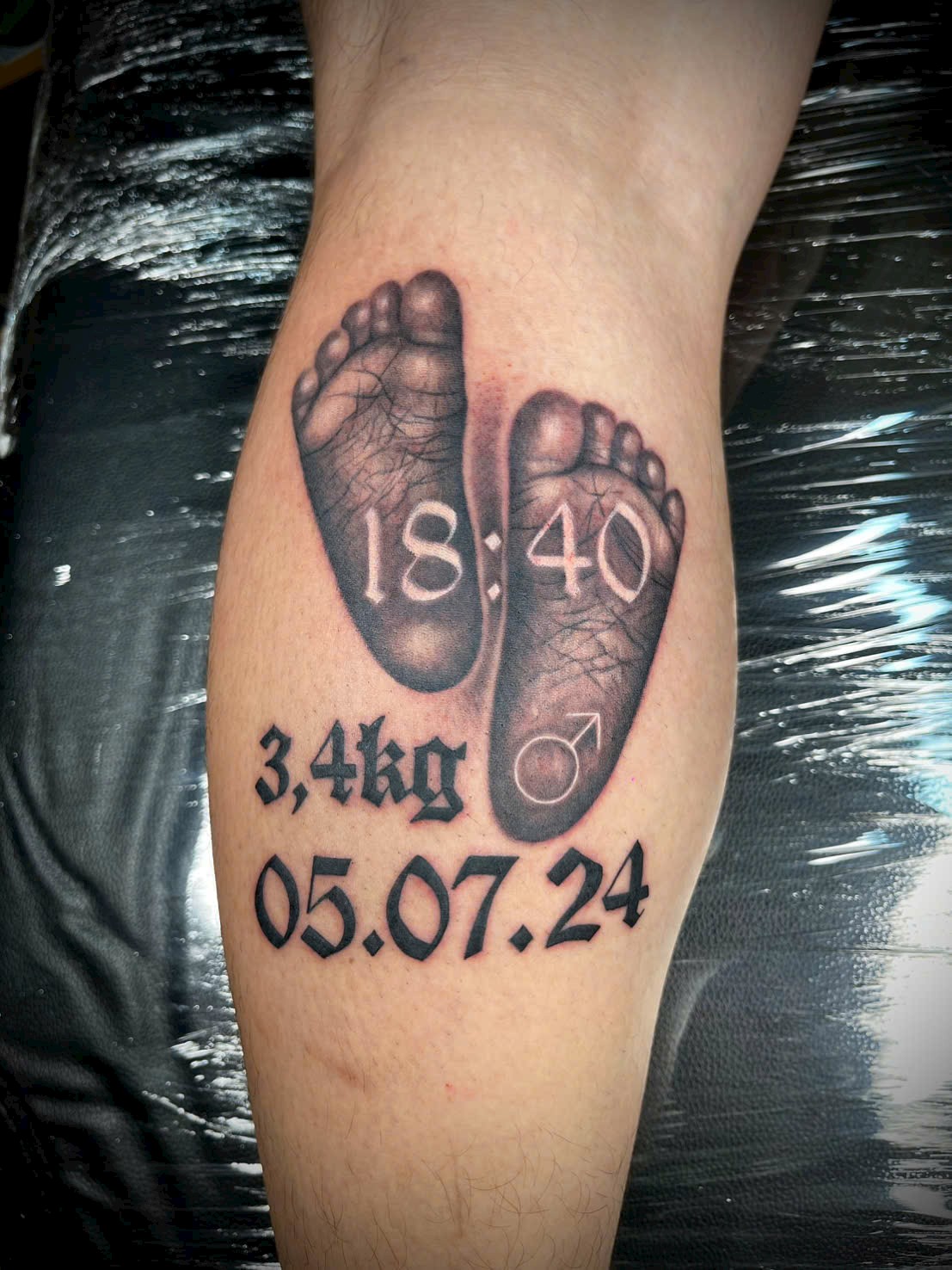 Baby footprints memorial calf fine line tattoo — Rae Ink Ho Chi Minh