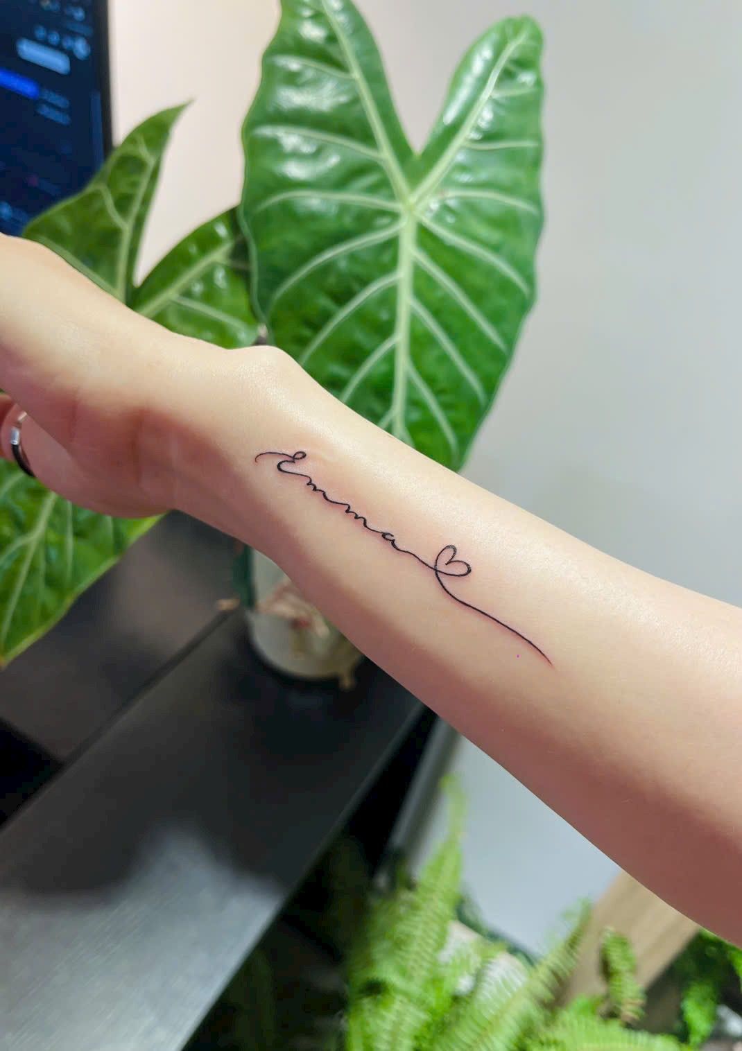 Fine line name script wrist tattoo — Rae Ink Saigon