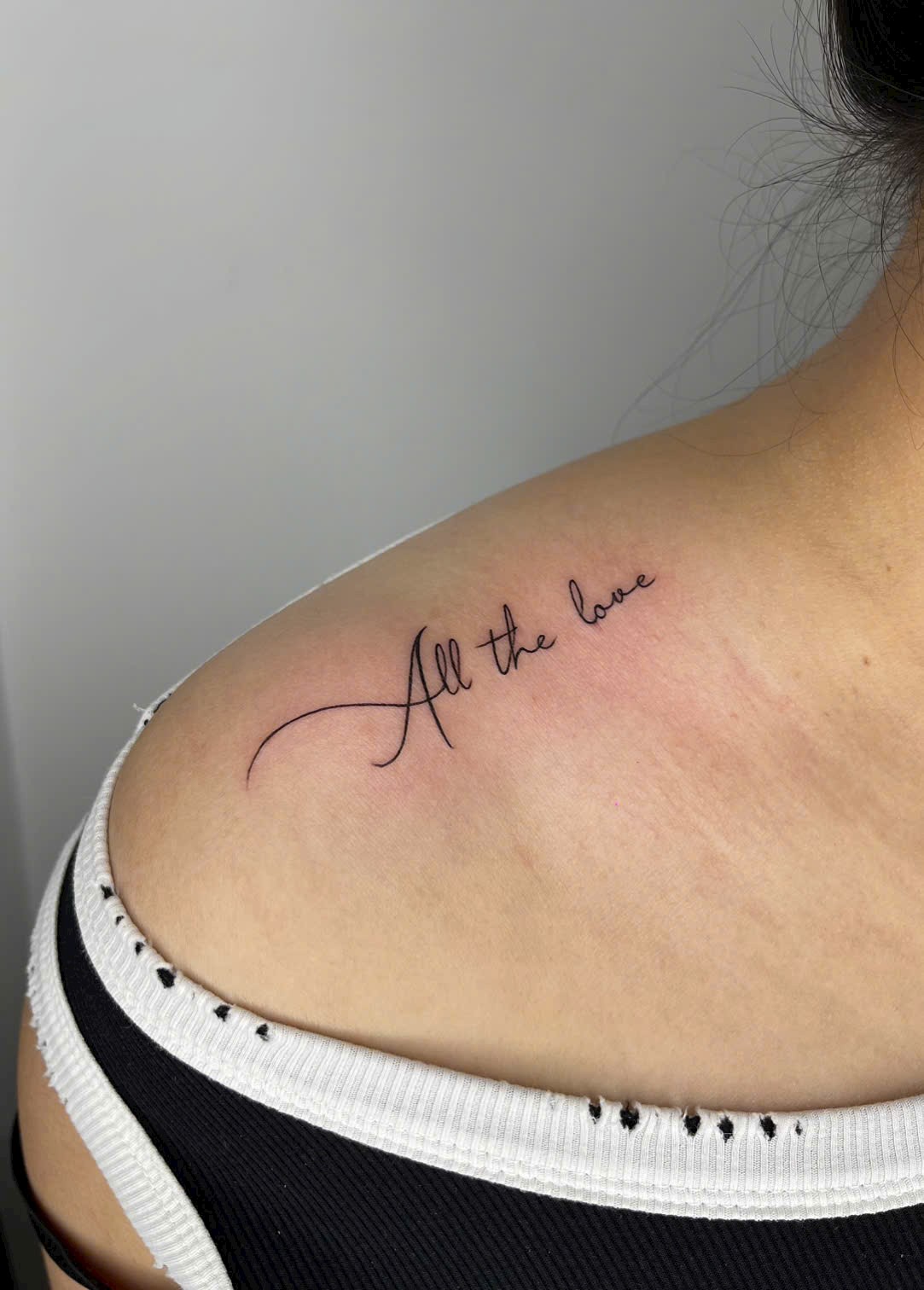 Fine line minimalist script collarbone tattoo — Rae Ink Ho Chi Minh