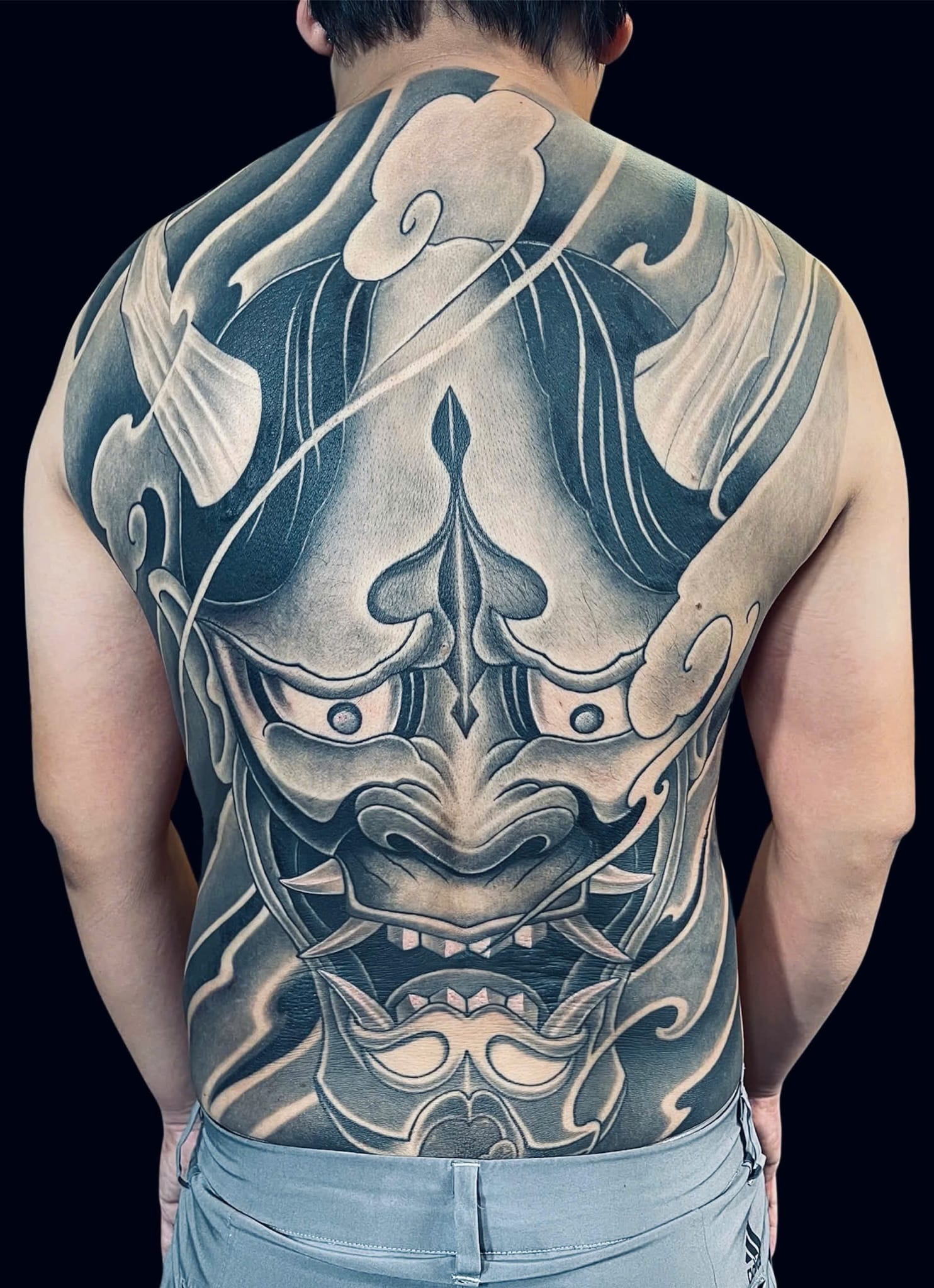 Hannya mask full back Japanese tattoo — Rae Ink Saigon